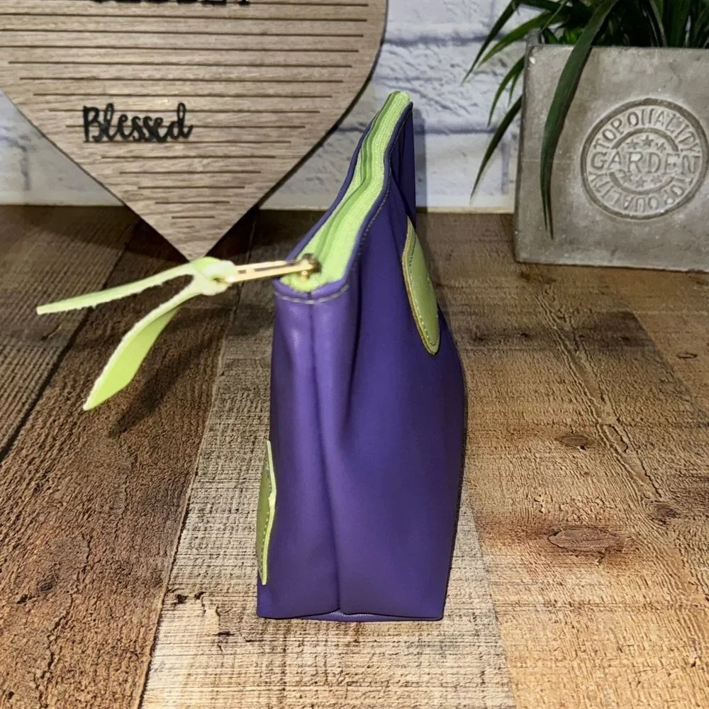 Jon Hart Design Grande Make Up Bag Zippered Pouch Cosmetic Toiletry Purple Green